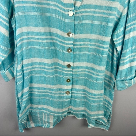 Habitat Coastal Nautical Blue Striped Linen Tunic Top Medium - Picture 5 of 16